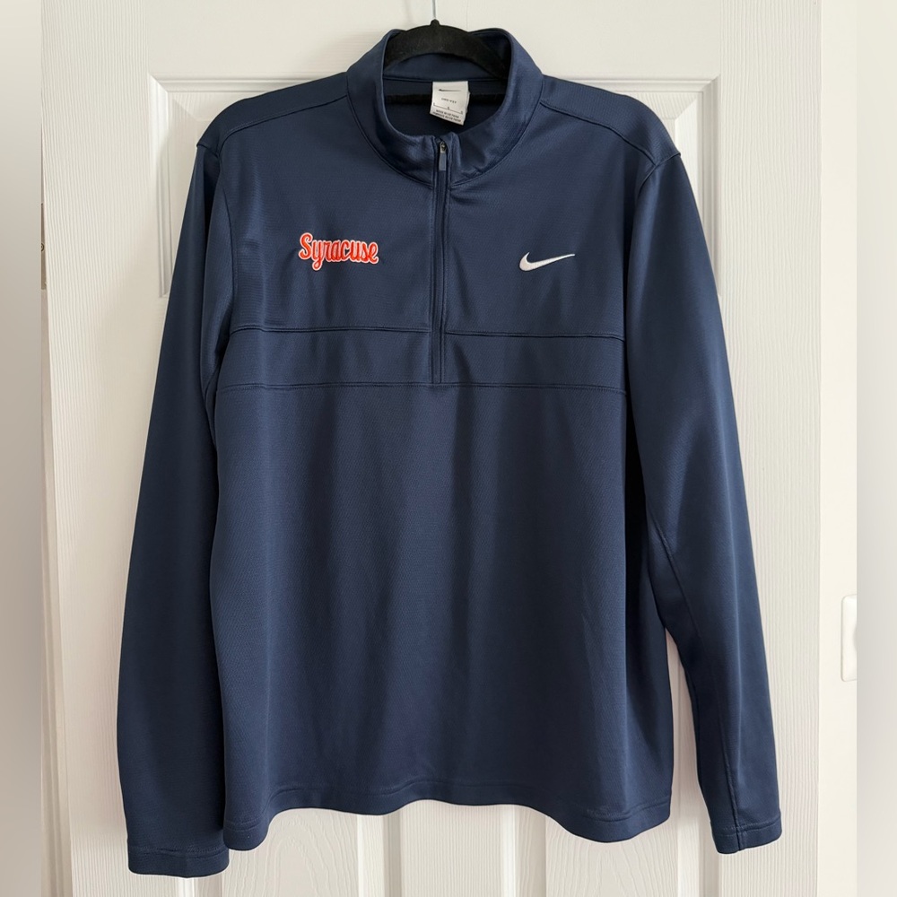 Nike Navy Half-Zip Pullover with Orange Syracuse Script